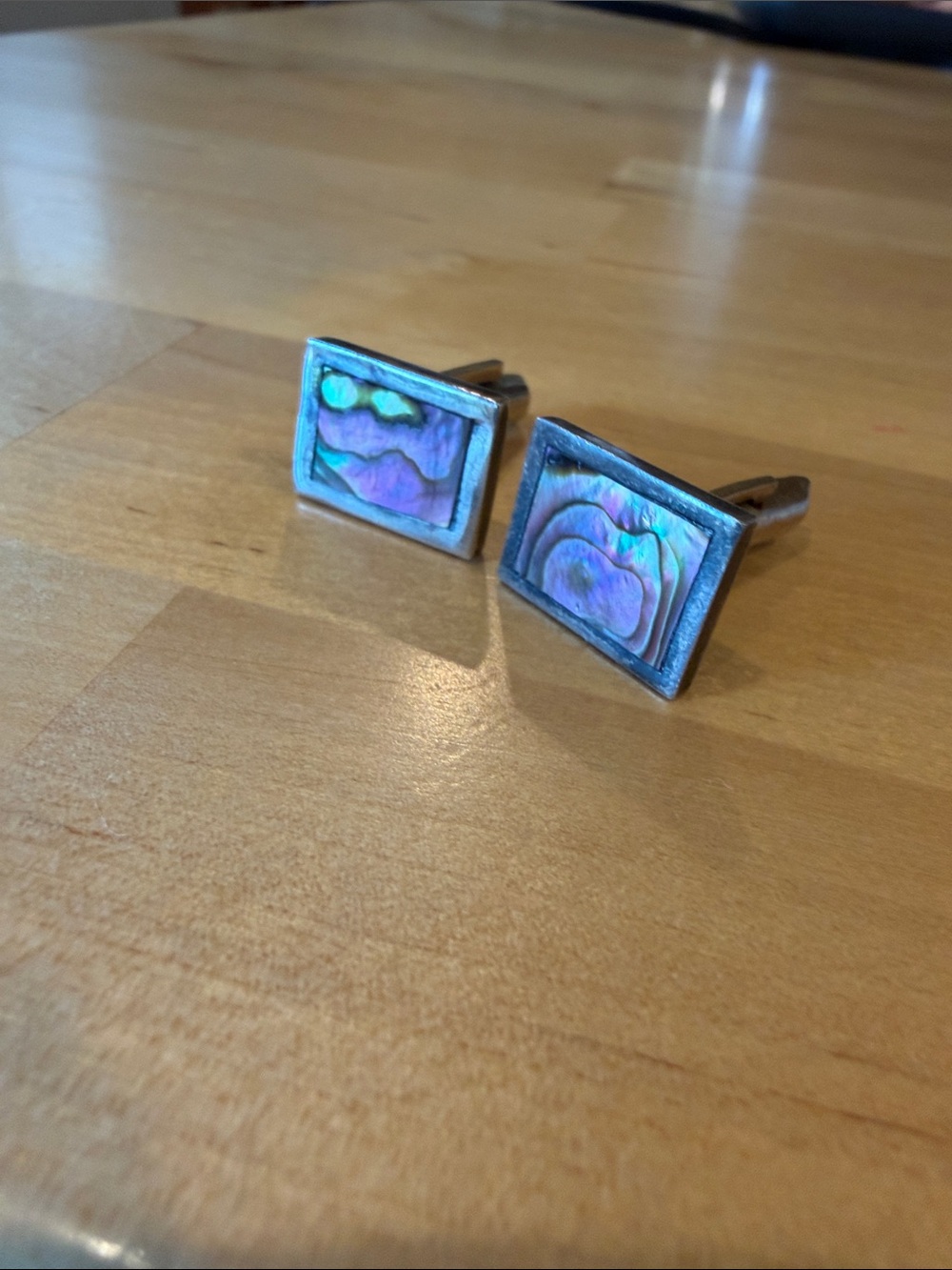 Vintage Taxco 925 Sterling and Abalone rectangular Cufflinks